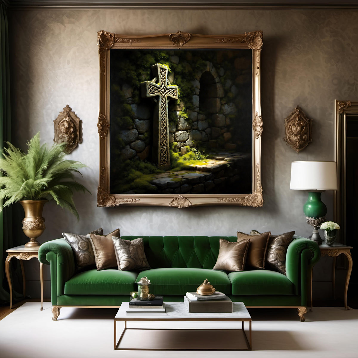 Celtic Cross Digital Print: Irish Heritage Stone Wall Art (Digital Download)