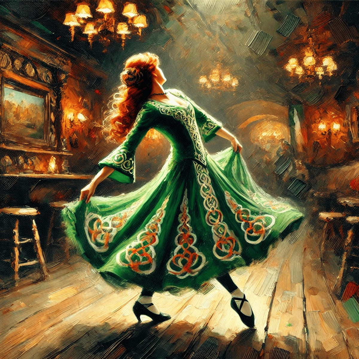 Irish Dance Art: Vintage Celtic Dancer Painting (Digital Download)