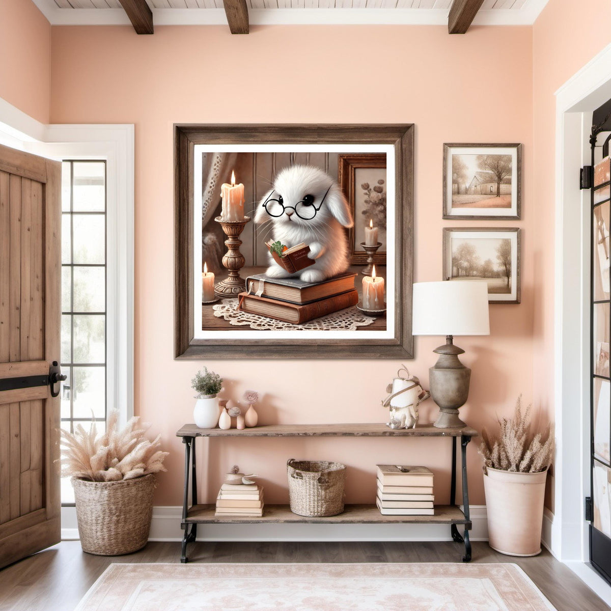 Studious Bunny Print: Vintage Book Lover, Cottagecore Nursery (Digital Download)