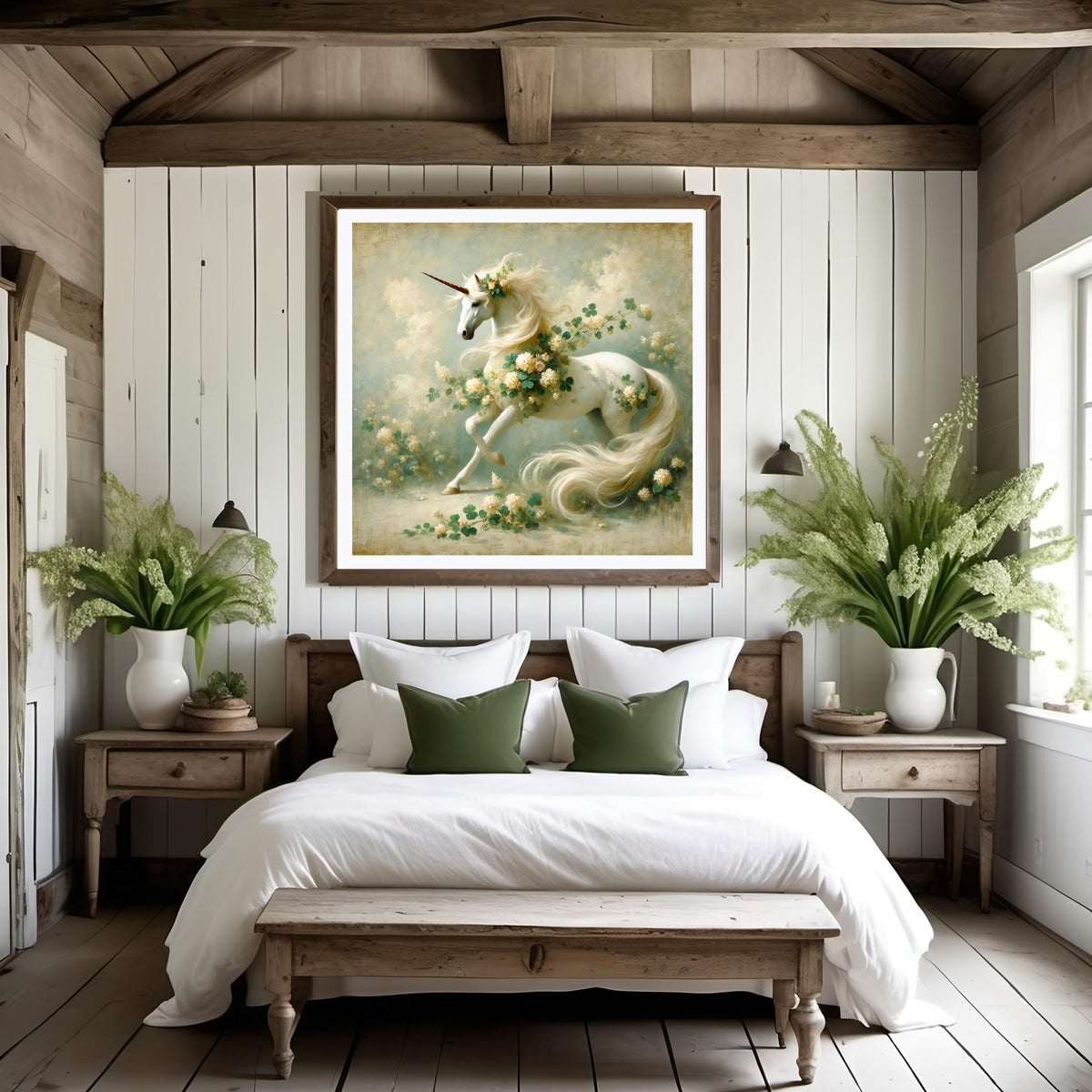 Ethereal Unicorn Print: Vintage Impressionist St. Patrick's Day Art (Digital Download)