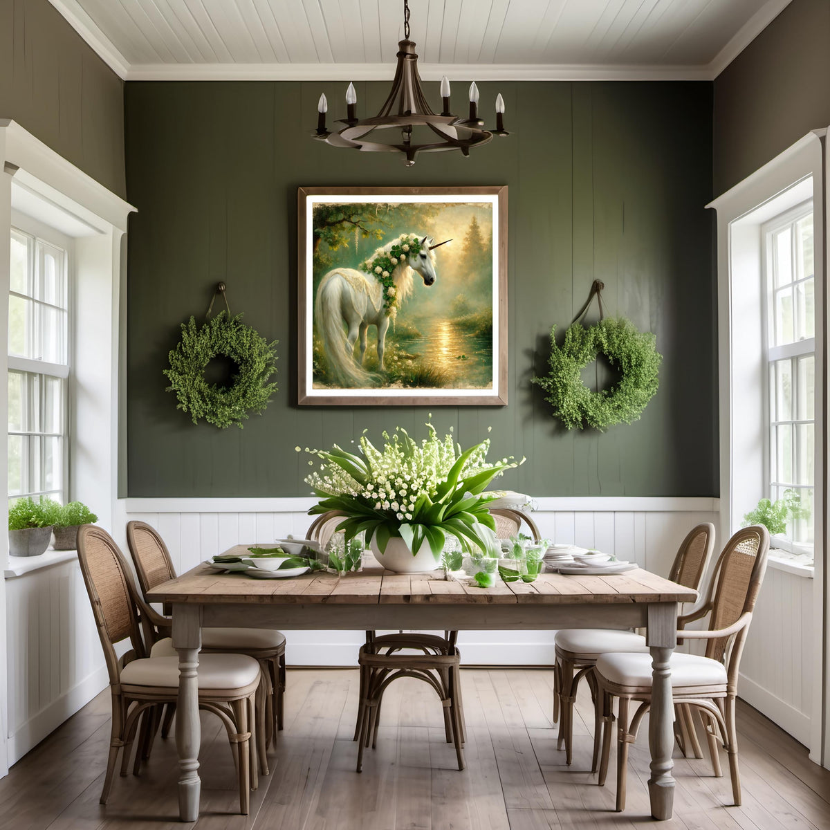Ethereal Clover Unicorn Print: Vintage Fantasy Wall Art (Digital Download)
