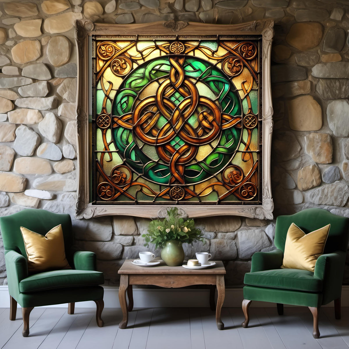 Vintage Stained Glass Celtic Knot Art: Irish Decor (Digital Download)