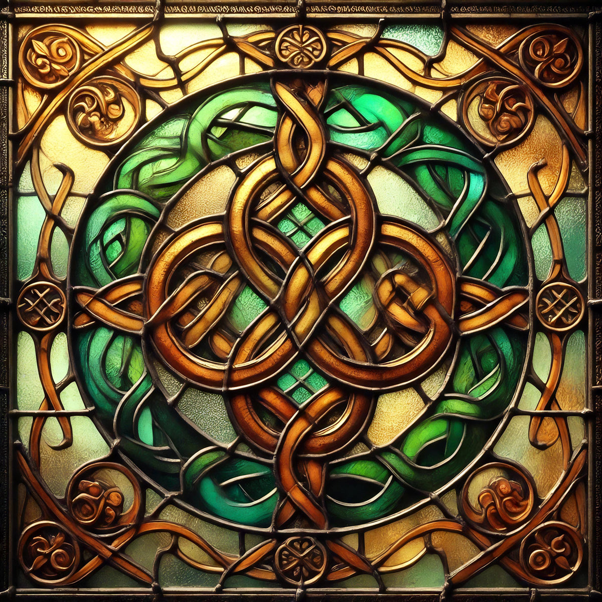 Vintage Stained Glass Celtic Knot Art: Irish Decor (Digital Download)