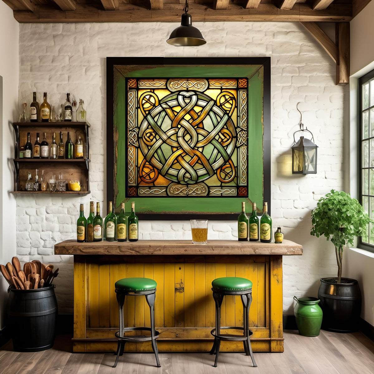 Stained Glass Celtic Knot Art: Vintage Irish Design (Digital Download)