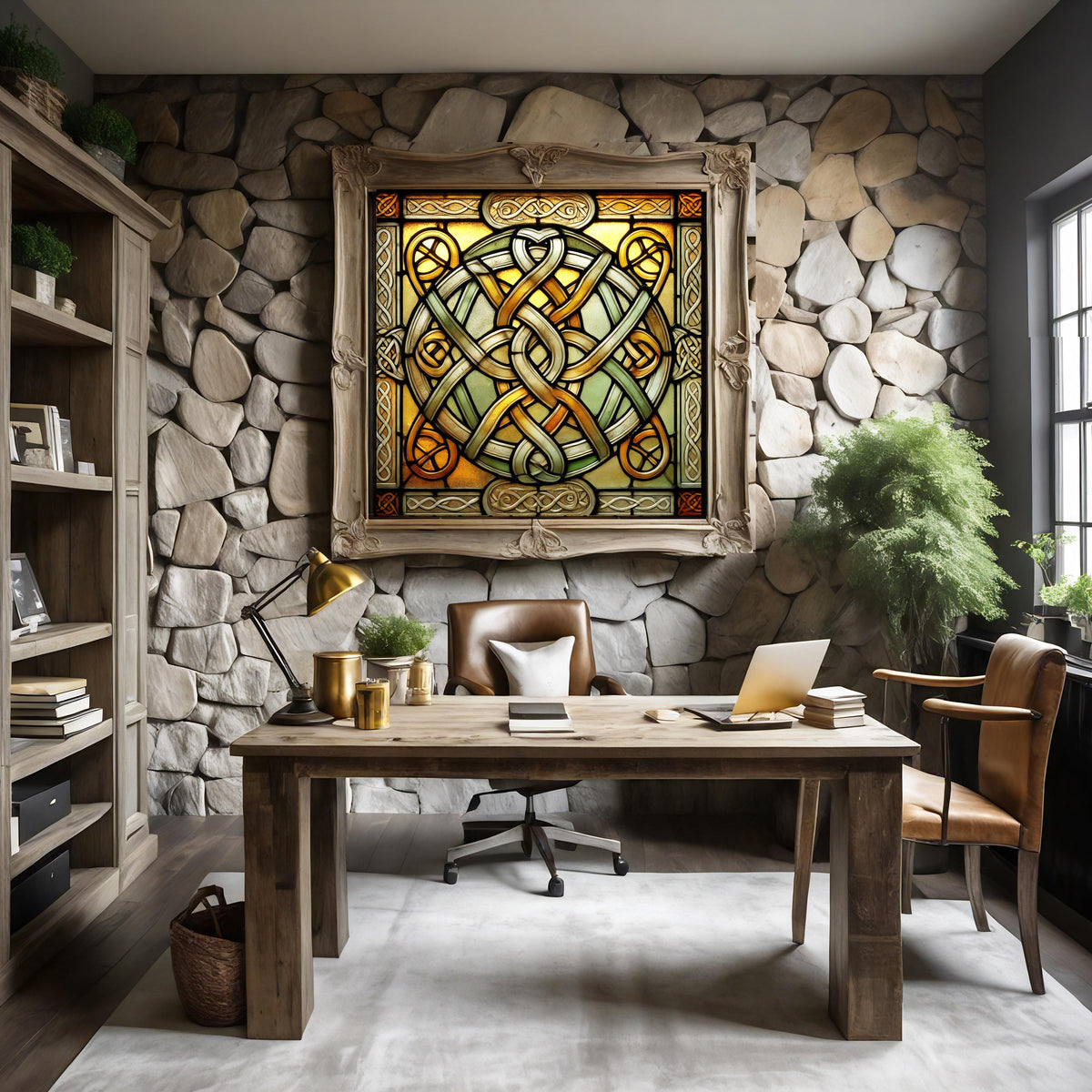 Stained Glass Celtic Knot Art: Vintage Irish Design (Digital Download)