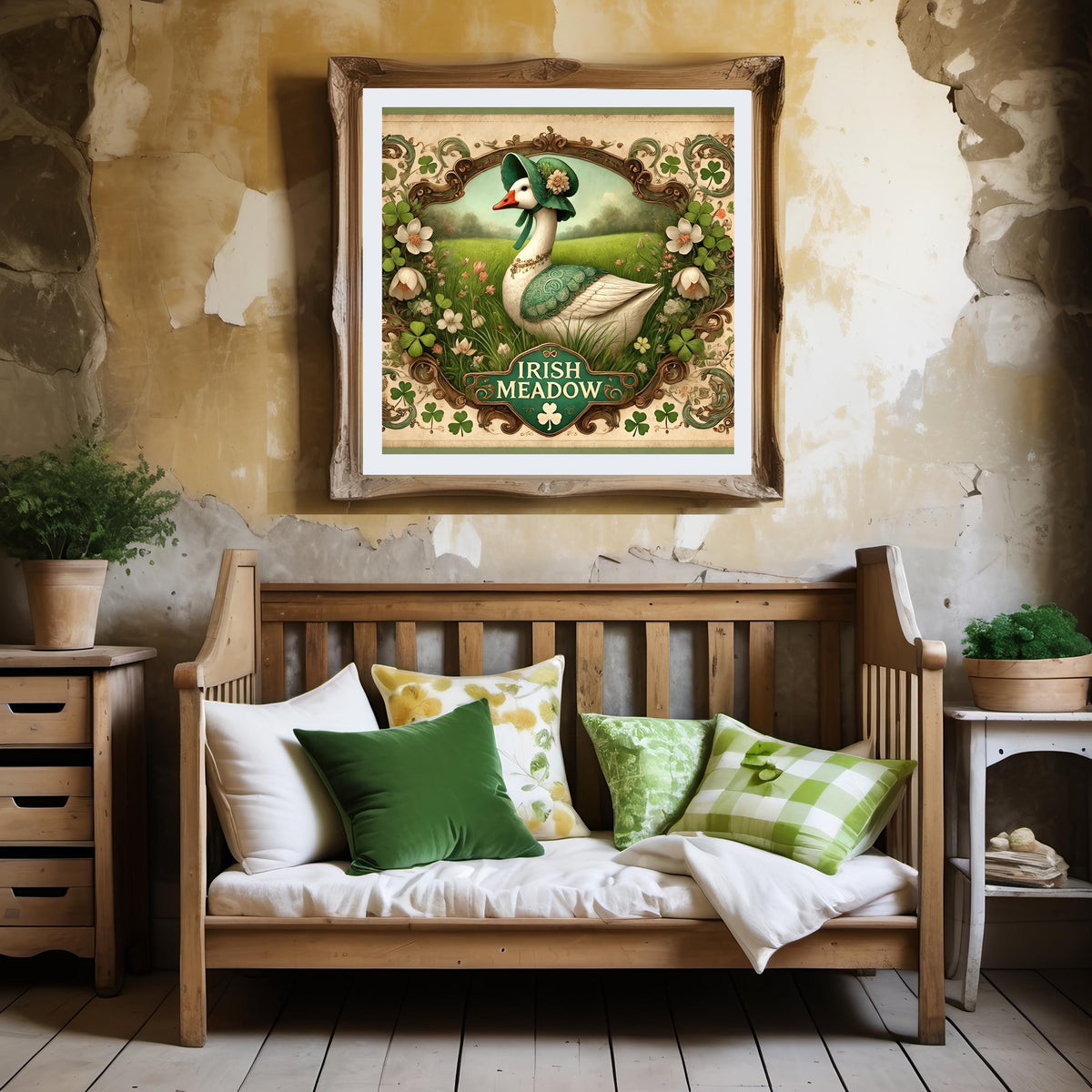 Vintage Goose Irish Meadow Sign: Cottagecore St Patricks Day Art (Digital Print)