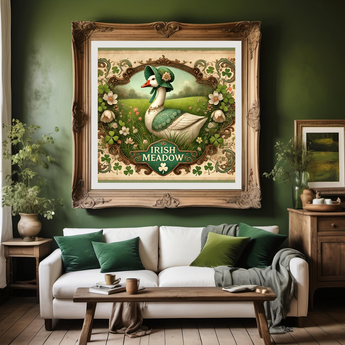 Vintage Goose Irish Meadow Sign: Cottagecore St Patricks Day Art (Digital Print)
