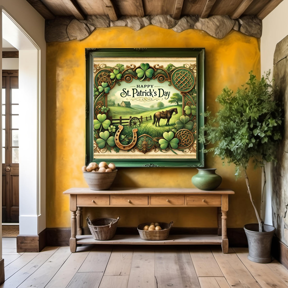 Vintage St Patrick's Day Horse Print: Irish Celtic Decor (Digital Download)