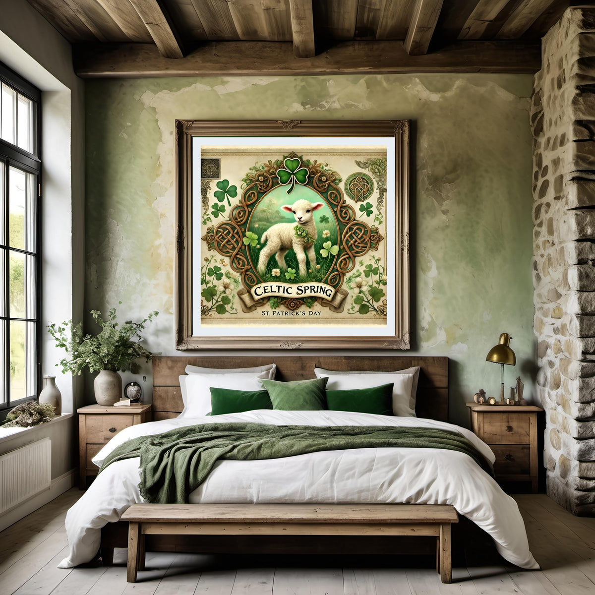 Celtic Spring Lamb Print: Vintage Irish St Patricks Day Decor (Digital Download)