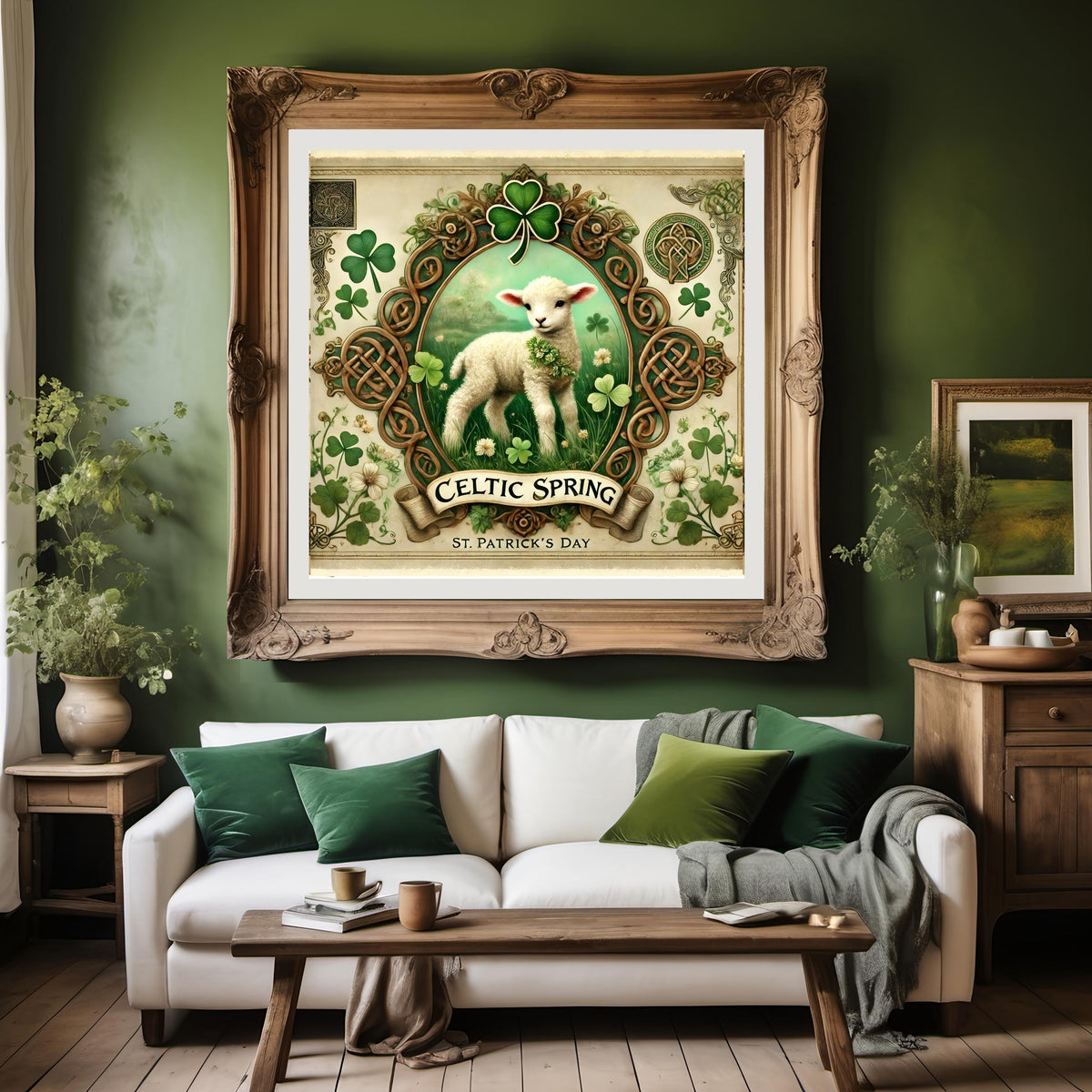Celtic Spring Lamb Print: Vintage Irish St Patricks Day Decor (Digital Download)