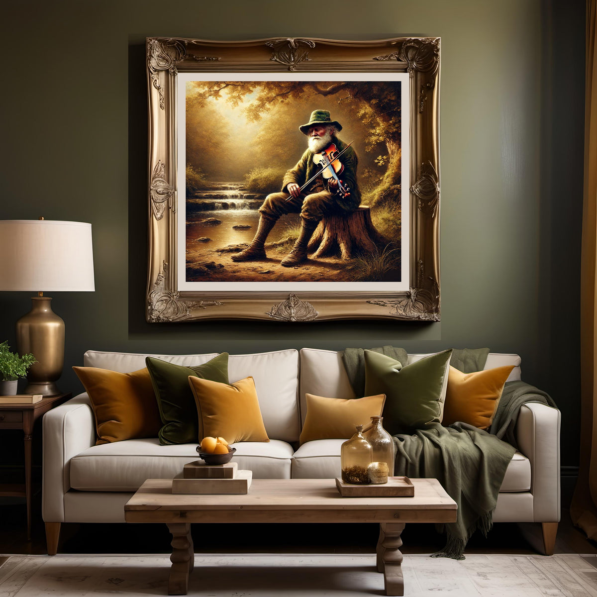 Vintage Irish Fiddler Painting: Rustic Celtic Musician Art (Digital Print)