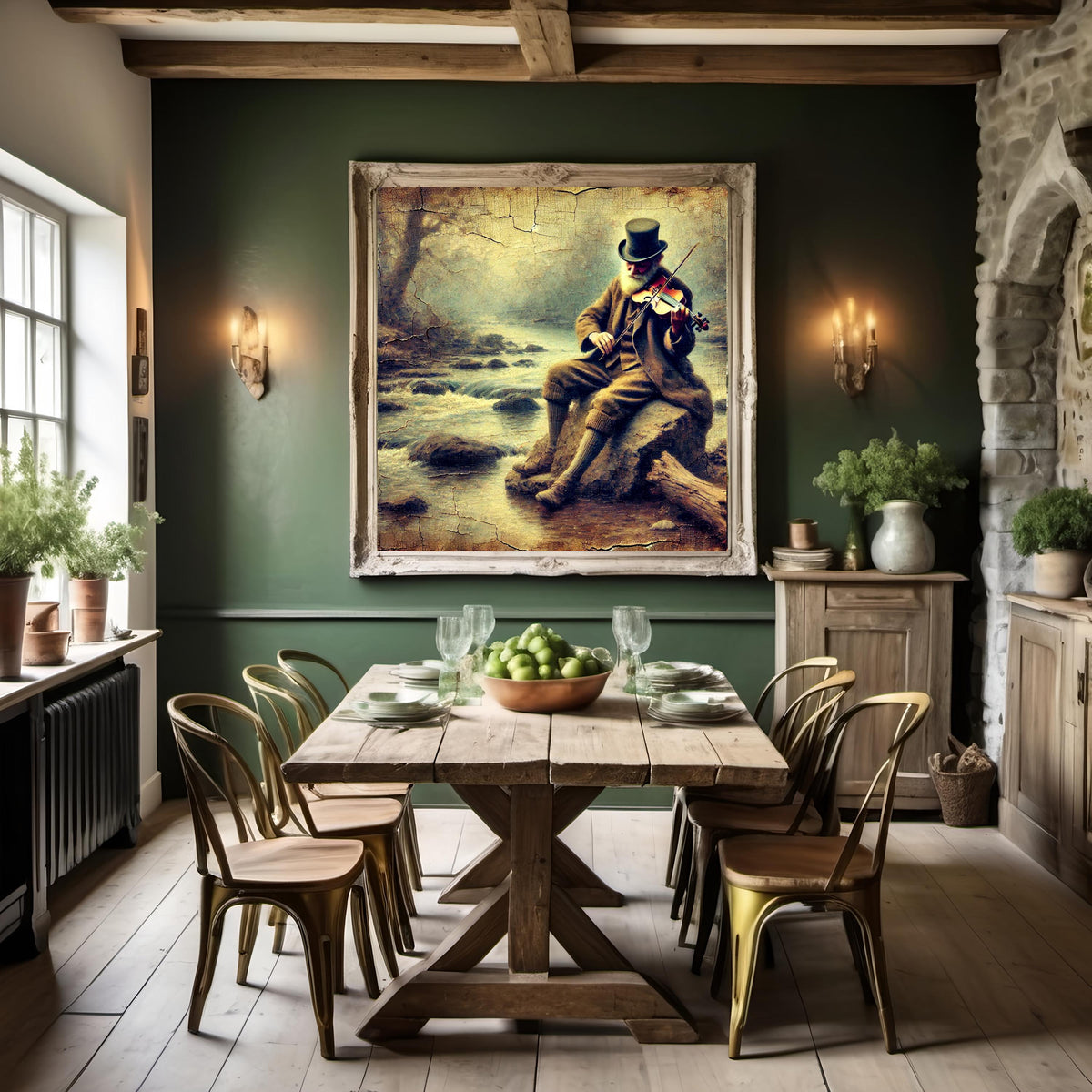 Vintage Irish Fiddler Painting: Impressionist Celtic Musician Art (Digital Print)