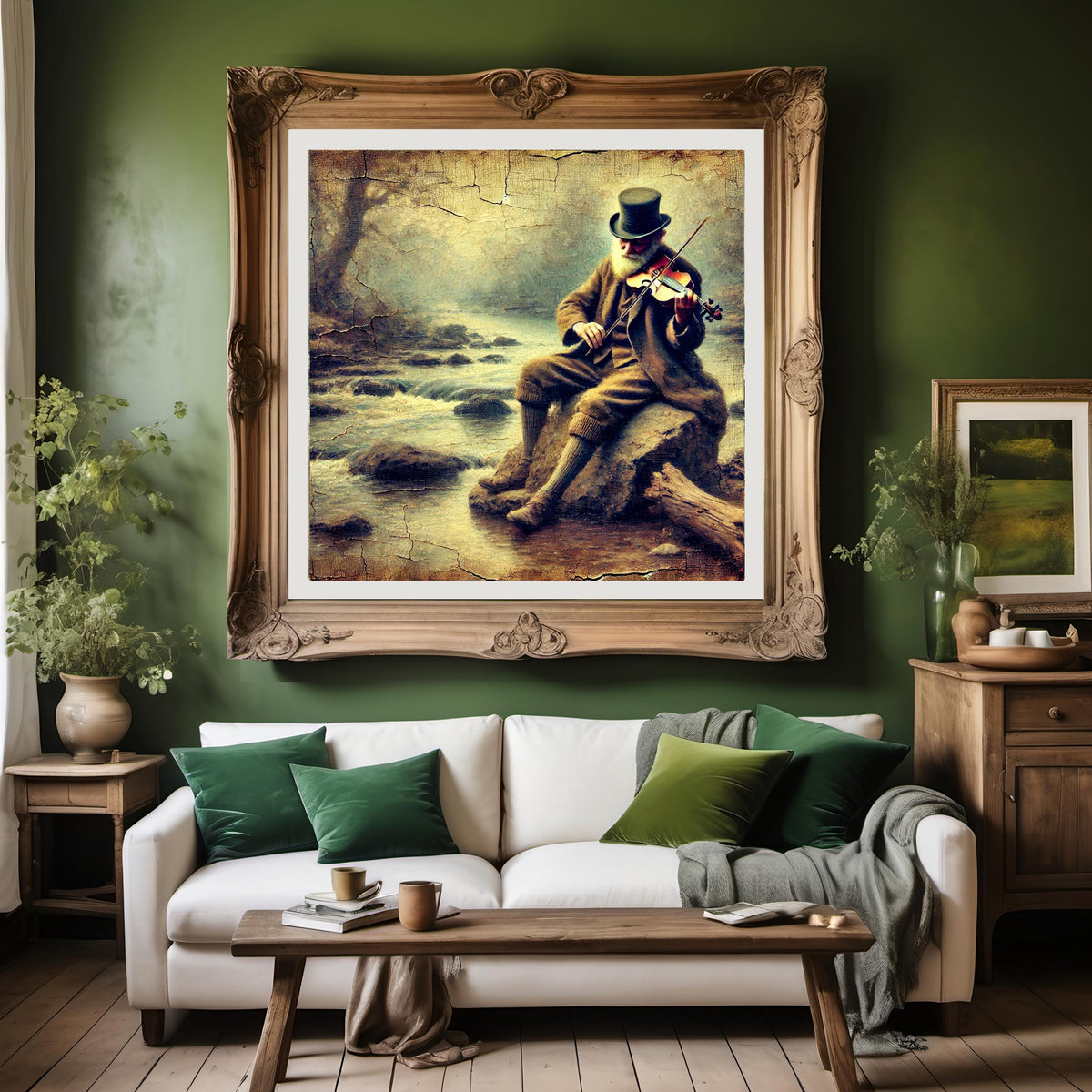 Vintage Irish Fiddler Painting: Impressionist Celtic Musician Art (Digital Print)