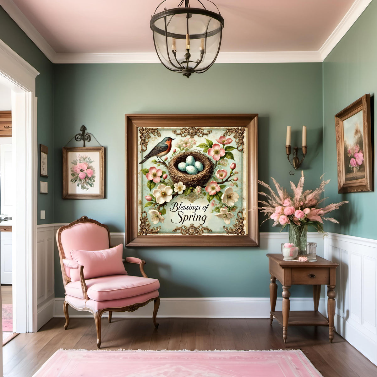 Vintage Easter Bird Nest Print: Victorian Spring Wall Art (Digital Download)