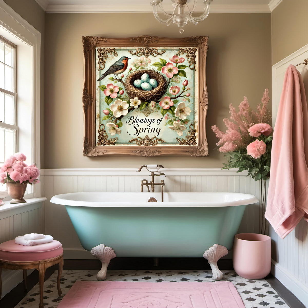 Vintage Easter Bird Nest Print: Victorian Spring Wall Art (Digital Download)