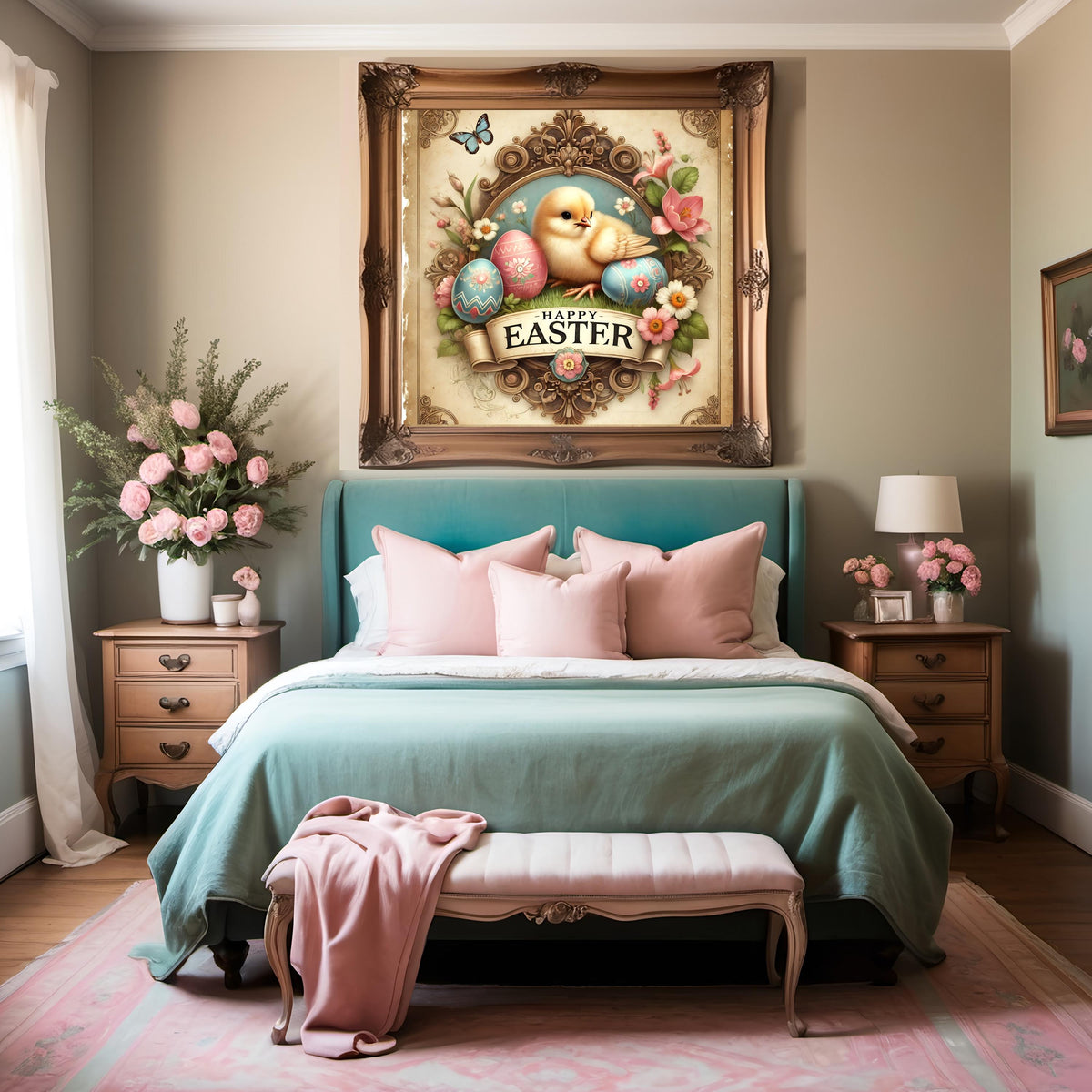 Vintage Easter Chick Sign: Victorian Spring Wall Art (Digital Print)