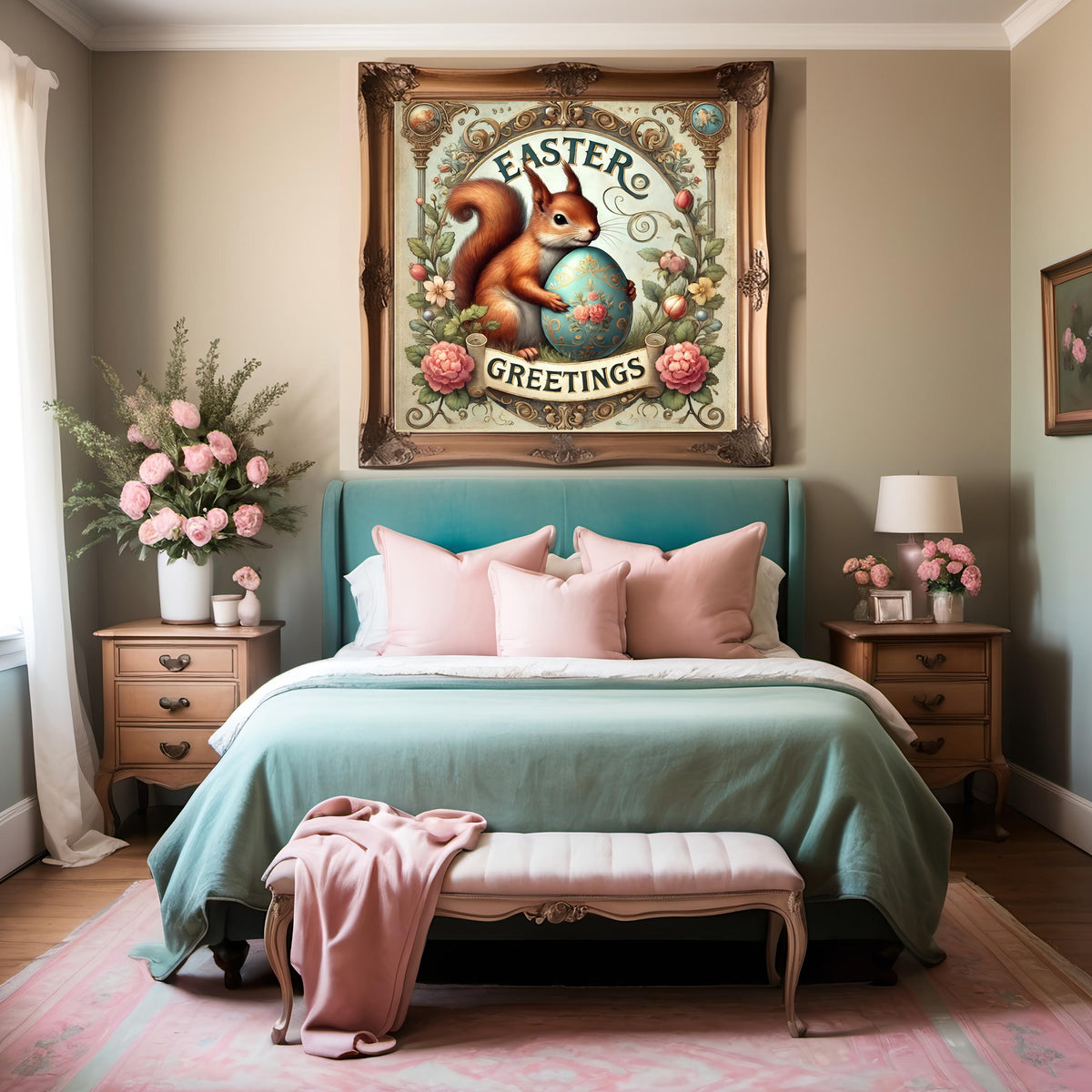 Vintage Easter Squirrel Print: Victorian Spring Decor (Digital Download)