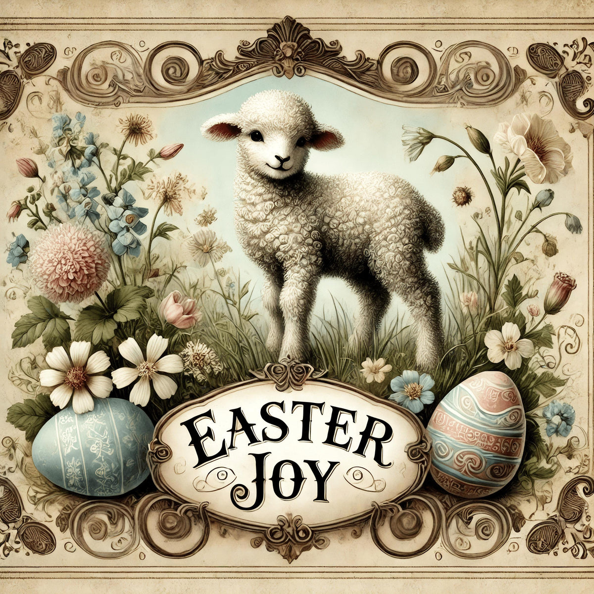 Vintage Easter Lamb Print: Victorian Spring Wall Art (Digital Download)