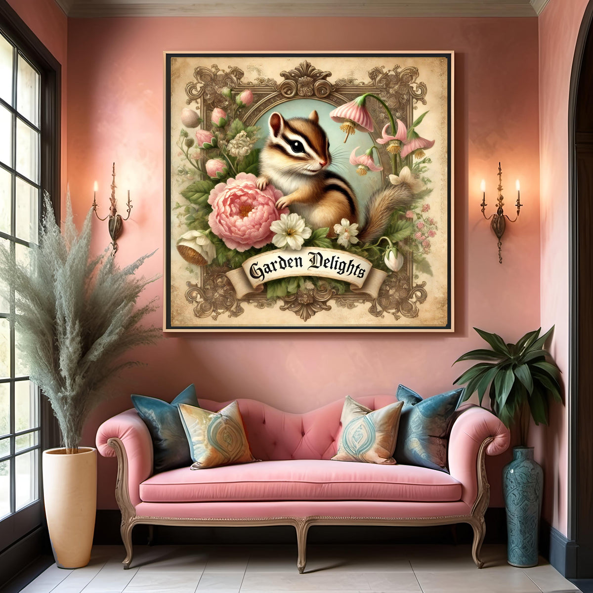 Vintage Easter Chipmunk Print: Victorian Spring Garden Wall Art (Digital Download)