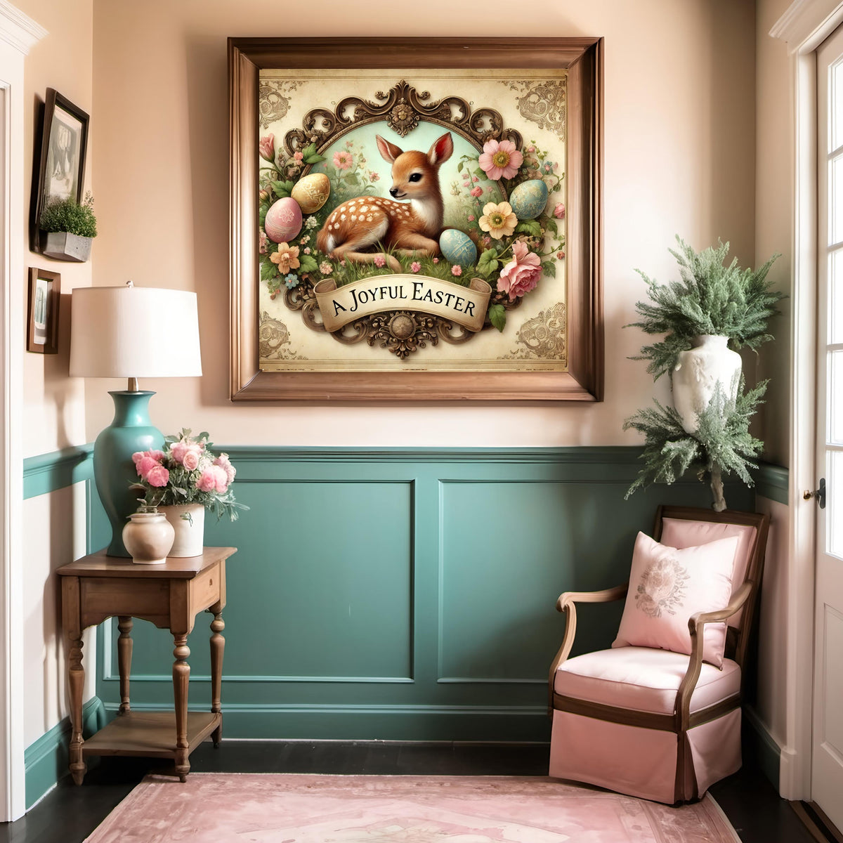Vintage Easter Fawn Print: Victorian Spring Wall Art (Digital Download)