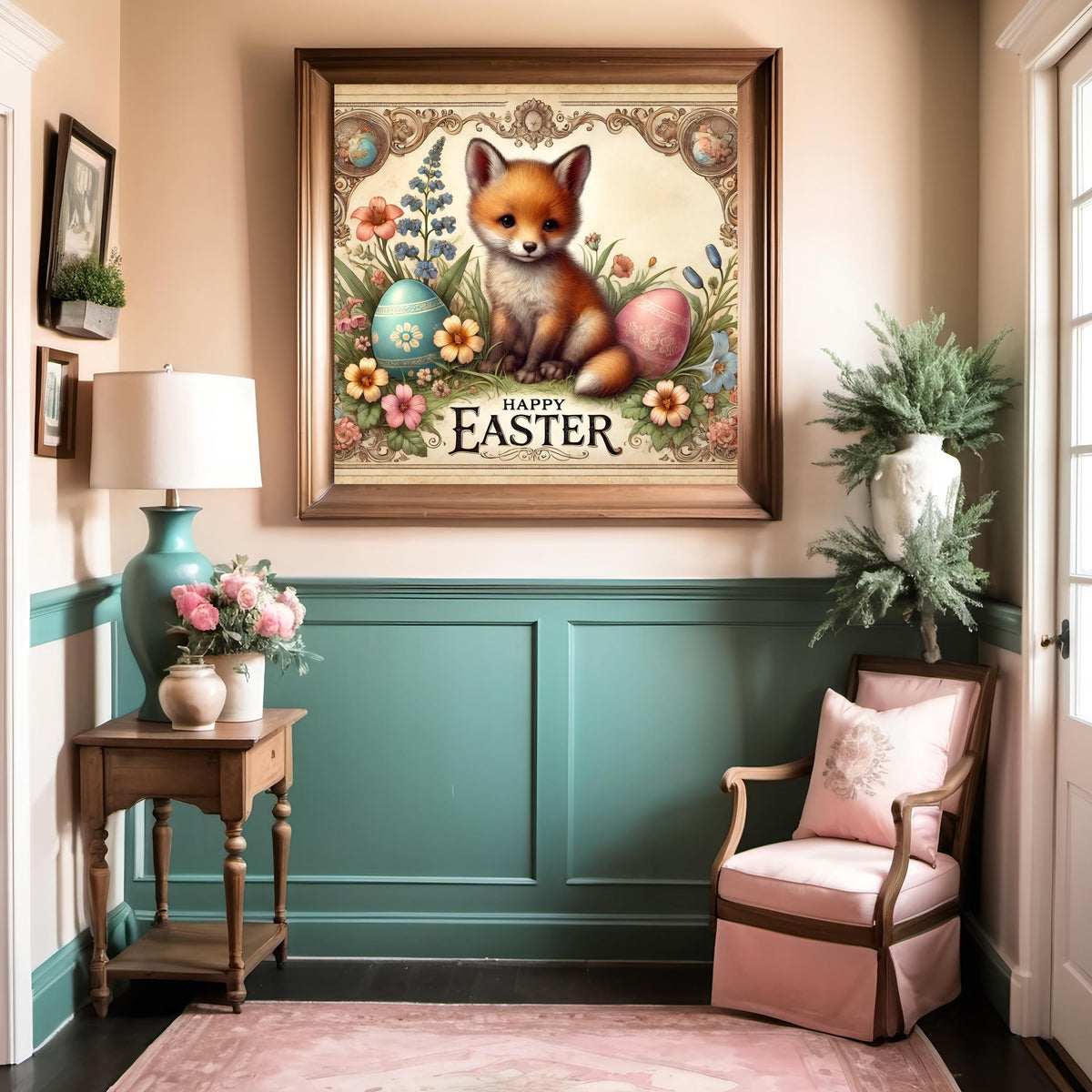 Vintage Easter Fox Art: Victorian Spring Printable (Digital Download)