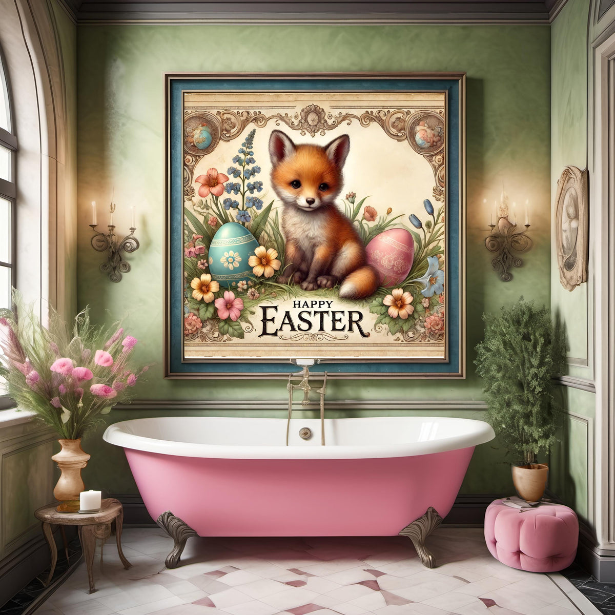 Vintage Easter Fox Art: Victorian Spring Printable (Digital Download)