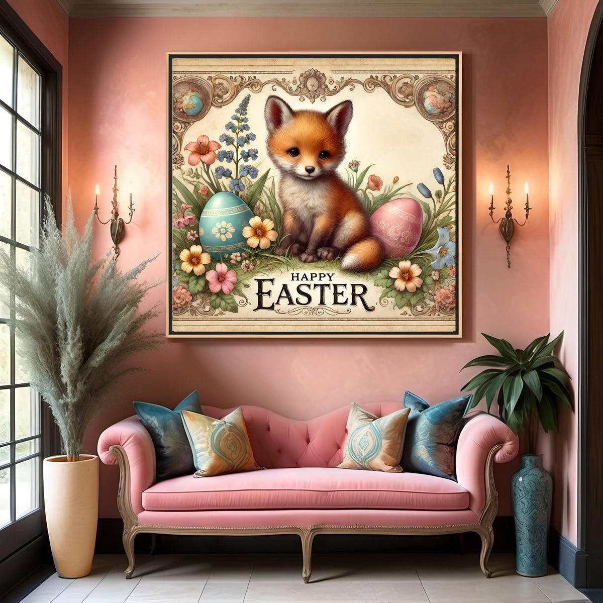 Vintage Easter Fox Art: Victorian Spring Printable (Digital Download)