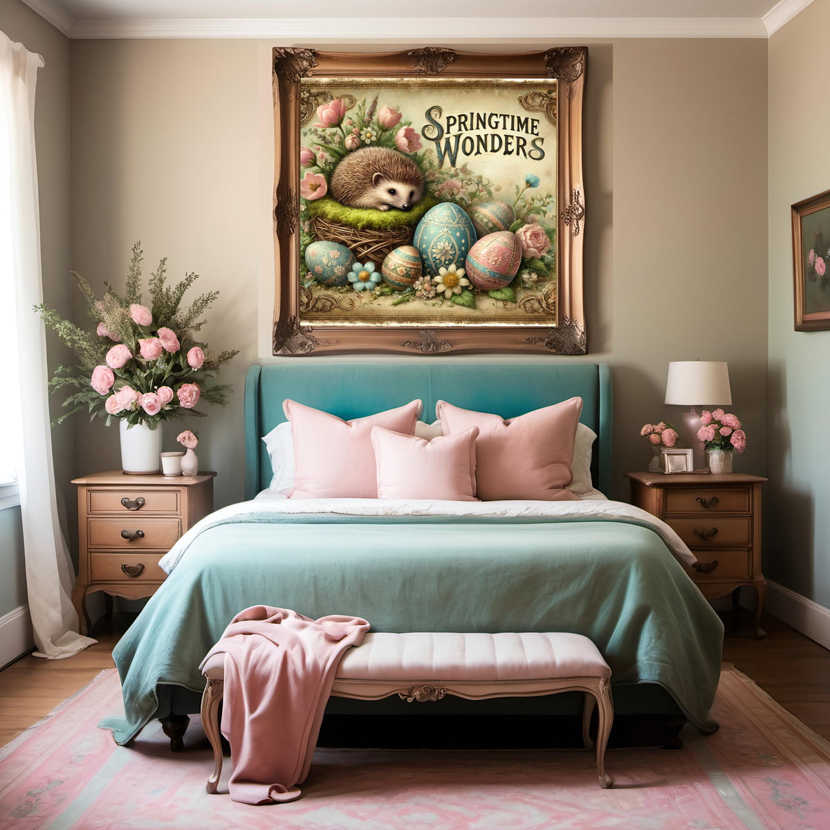Vintage Easter Hedgehog Print: Victorian Spring Home Decor (Digital Download)