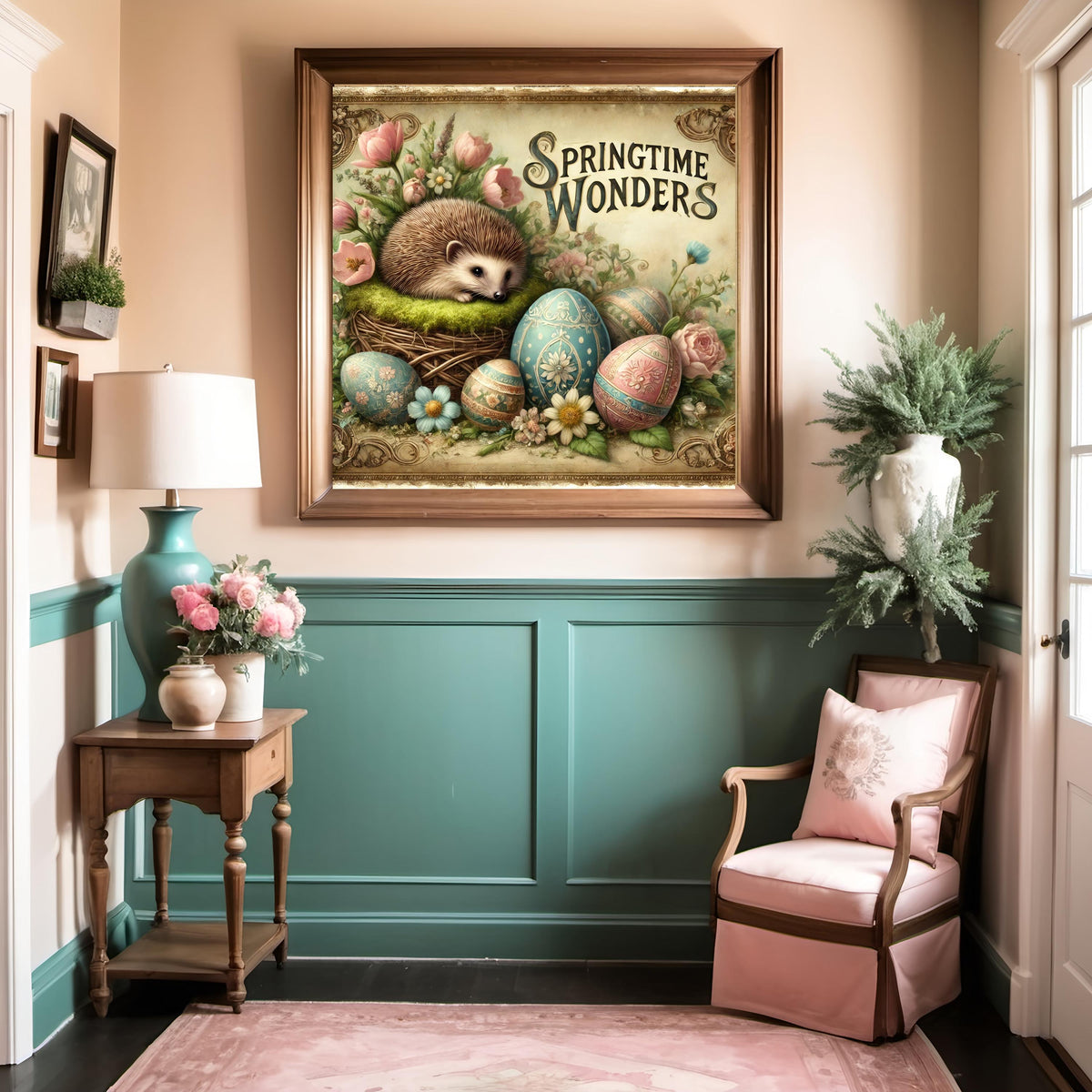 Vintage Easter Hedgehog Print: Victorian Spring Home Decor (Digital Download)