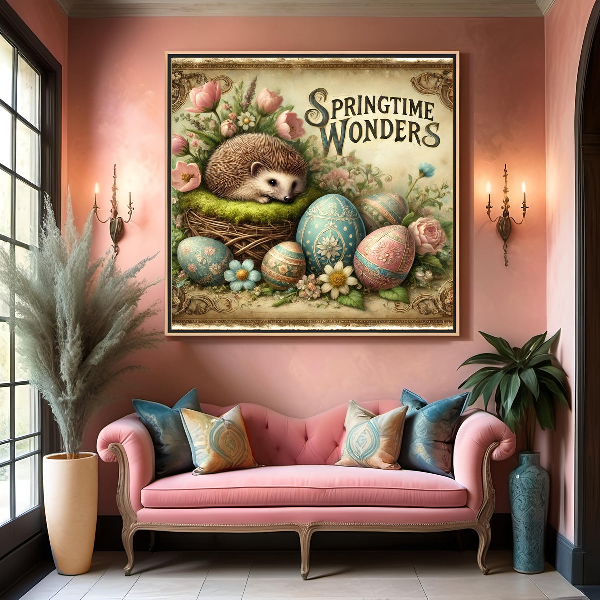 Vintage Easter Hedgehog Print: Victorian Spring Home Decor (Digital Download)