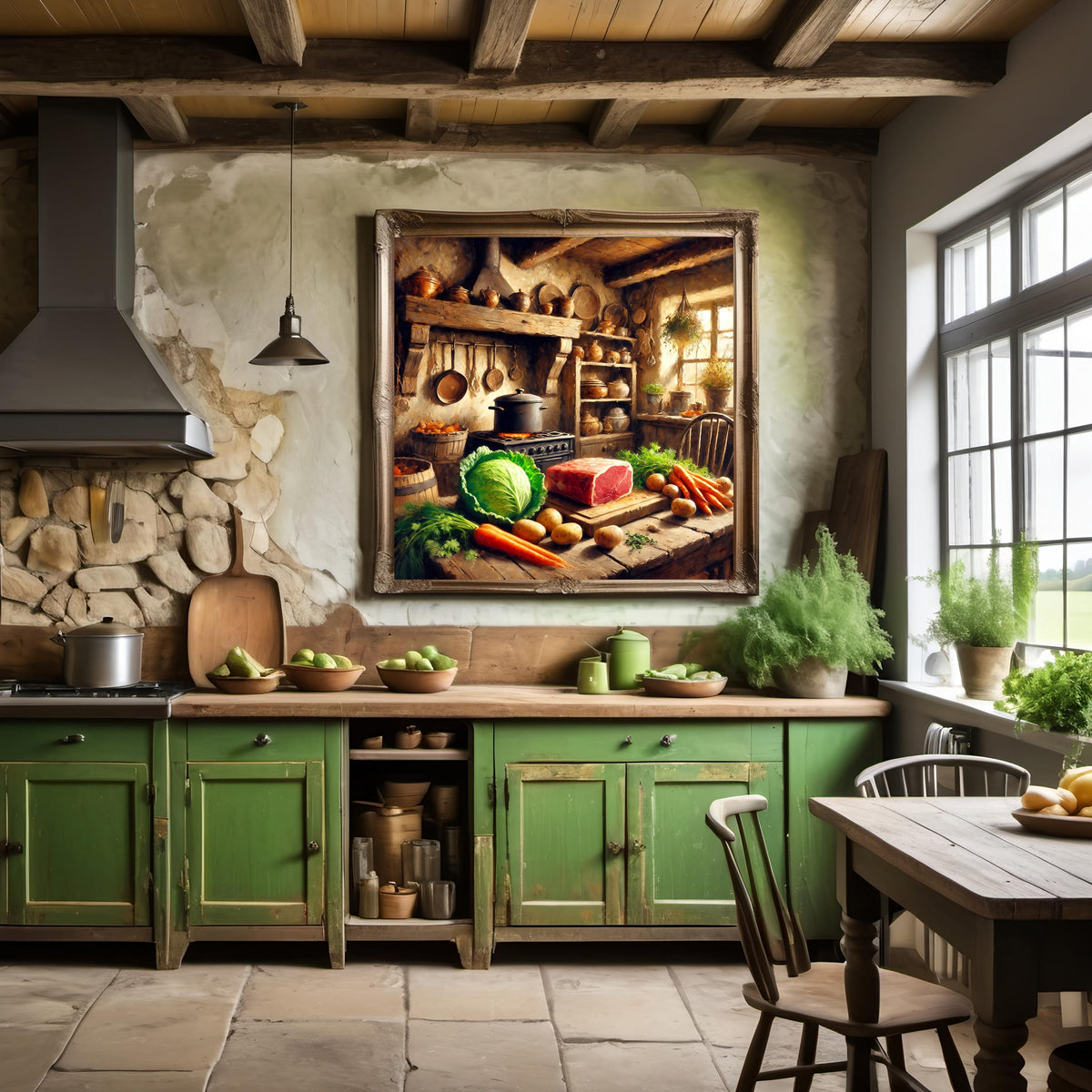 Vintage Irish Kitchen Print: Rustic Farmhouse Cooking Scene (Digital Download) 2