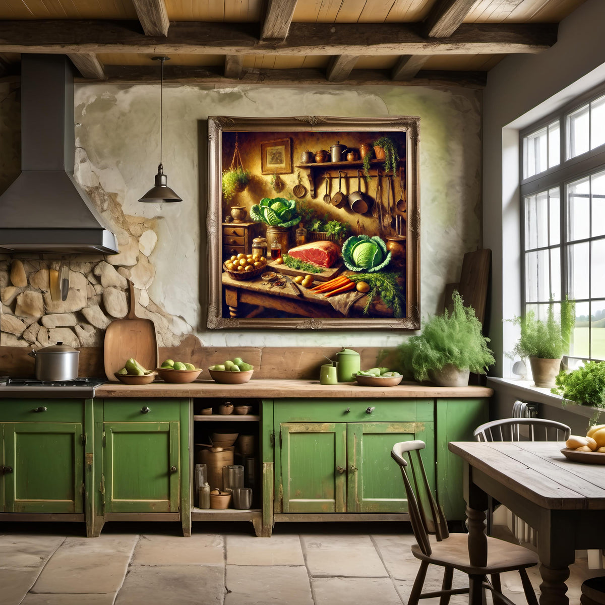 Vintage Irish Kitchen Print: Rustic Farmhouse Cooking Scene (Digital Download)