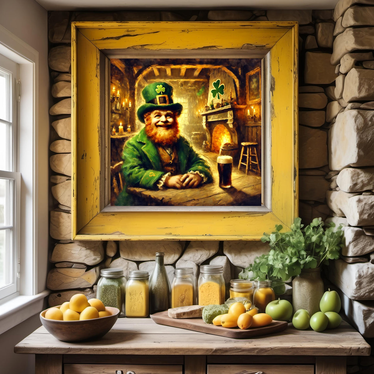 Leprechaun Irish Pub Art: St. Patrick's Day Tavern Scene (Digital Download)