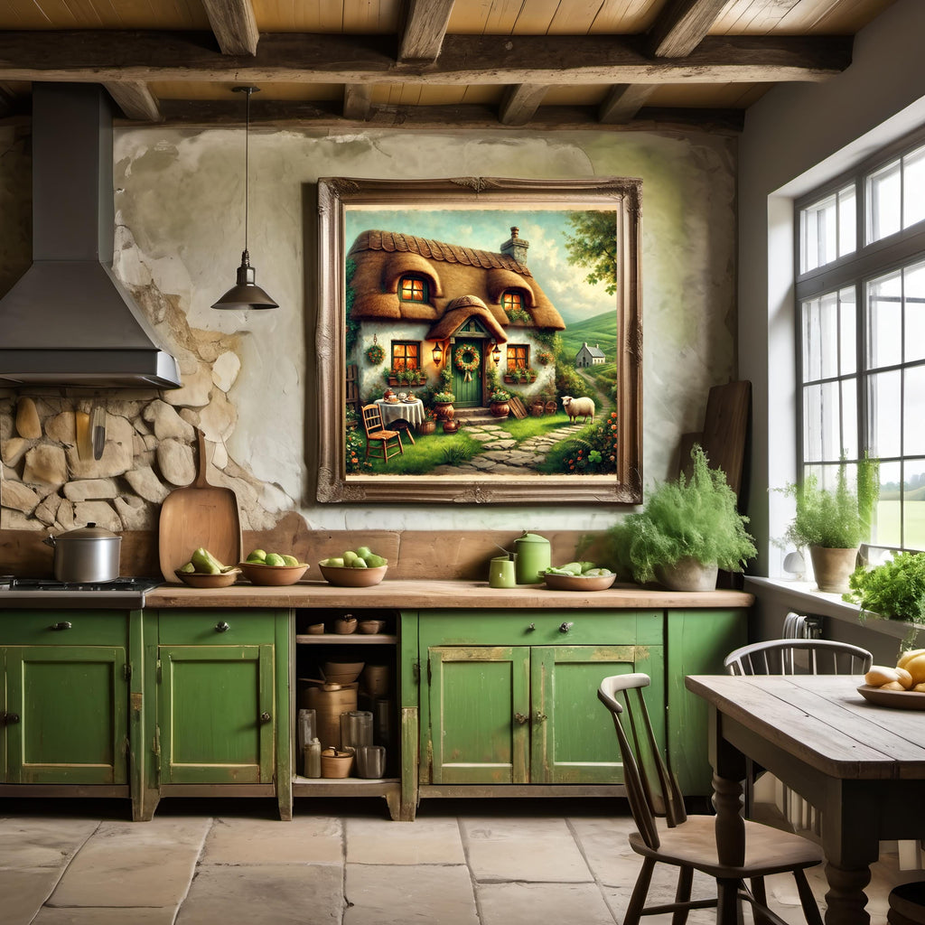 Irish Cottage Print: Thatched Roof Home, Rustic Ireland Art (Digital Download)