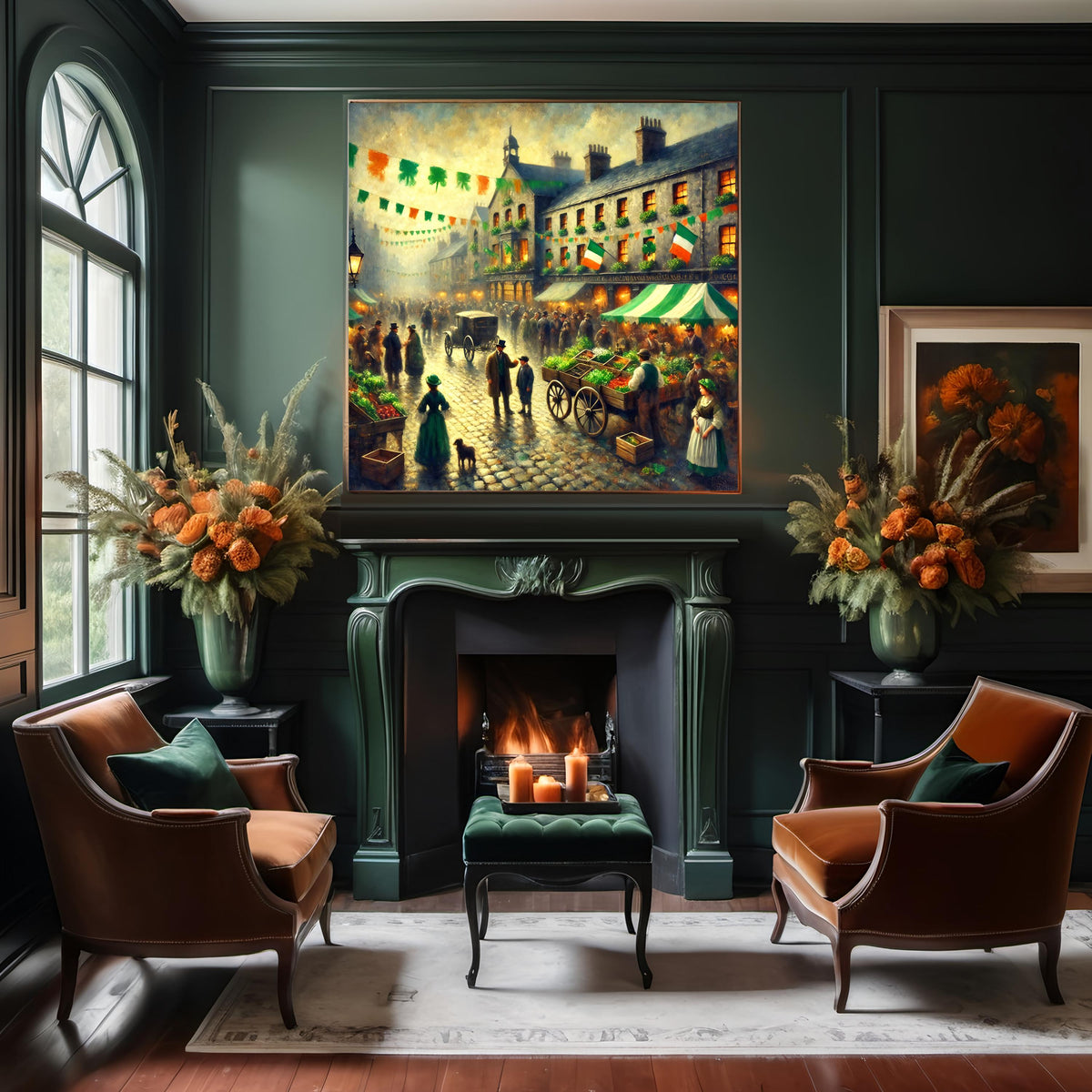 Vintage Irish Market Scene Print: St. Patrick's Day Town Artwork (Digital Download)
