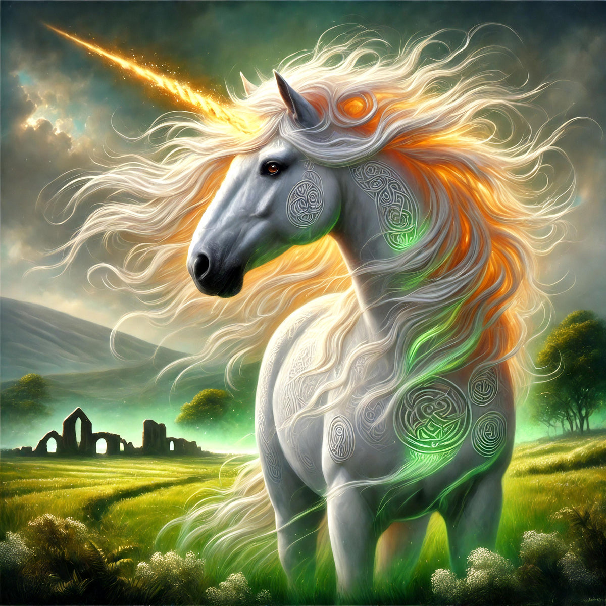 Celtic Unicorn Art Print: Irish Mythology Fantasy Decor (Digital Download)