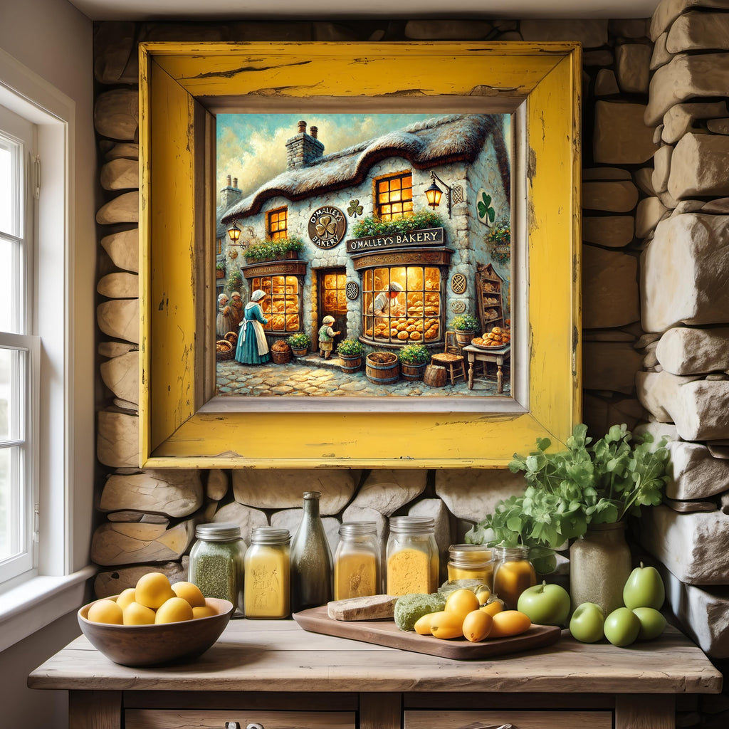 Vintage Irish Bakery Print: St. Patrick's Day Village Scene (Digital Download)
