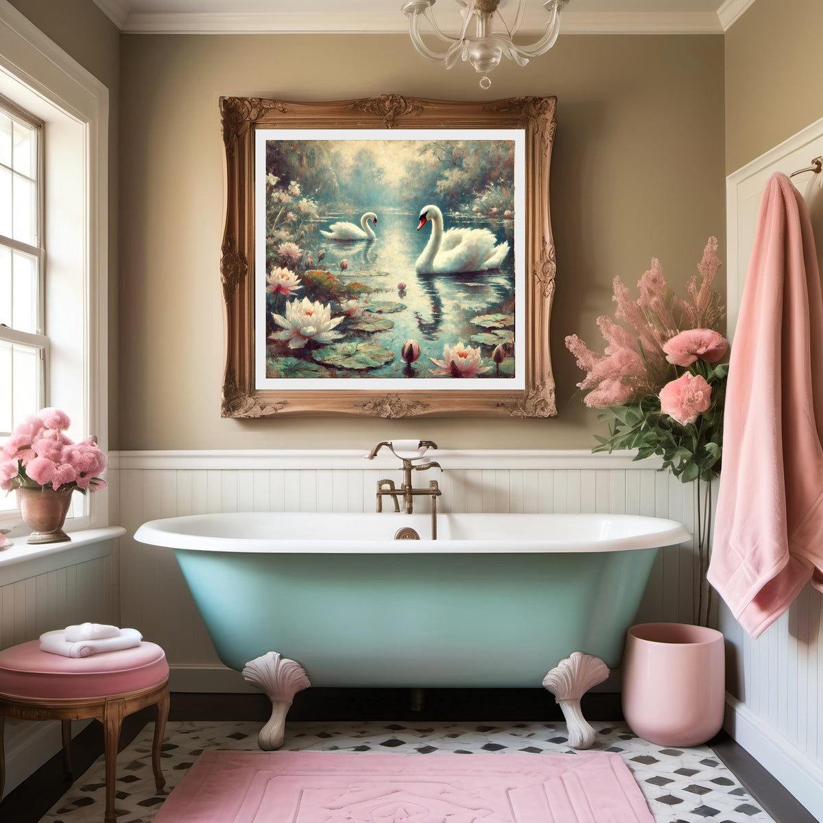 Swan Lake Vintage Art Print: Romantic Cottagecore Decor (Digital Download)