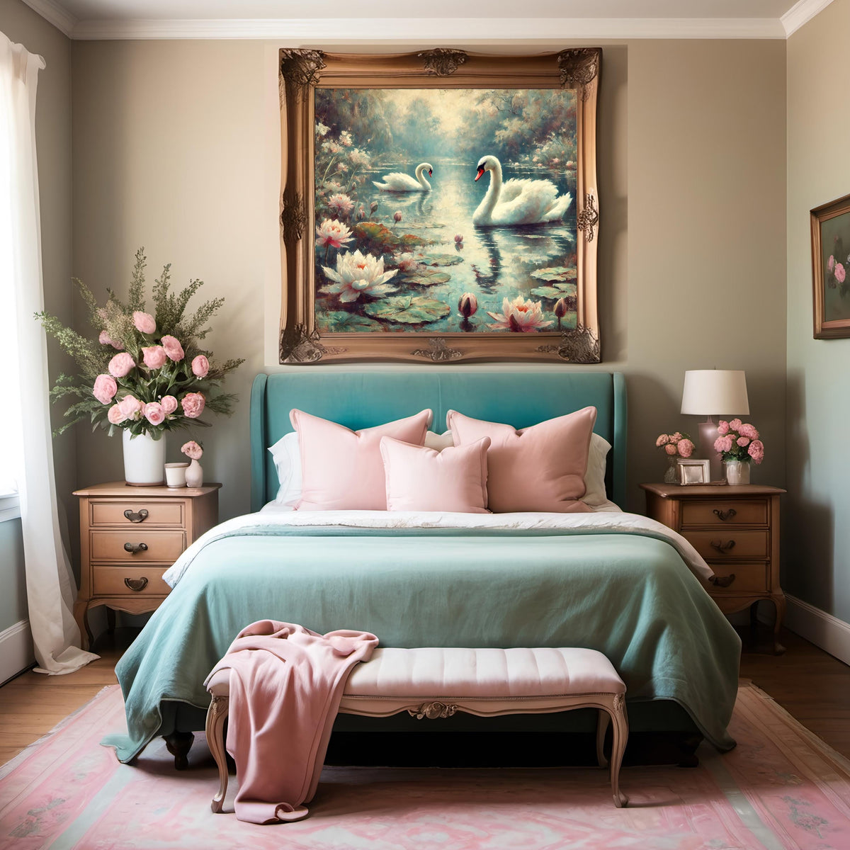 Swan Lake Vintage Art Print: Romantic Cottagecore Decor (Digital Download)
