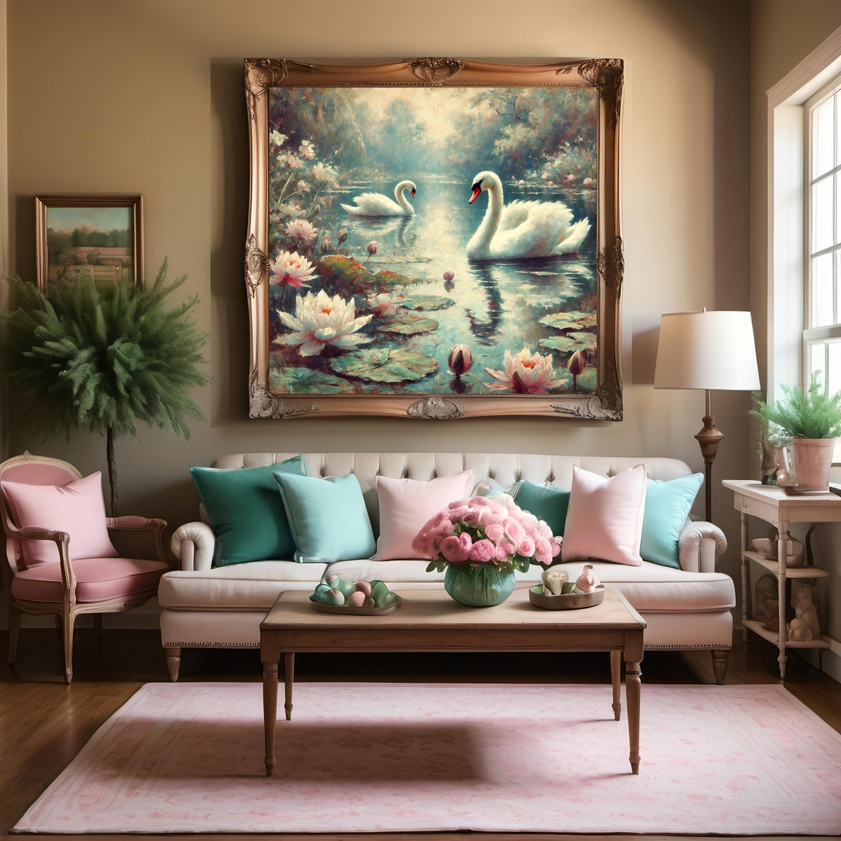 Swan Lake Vintage Art Print: Romantic Cottagecore Decor (Digital Download)