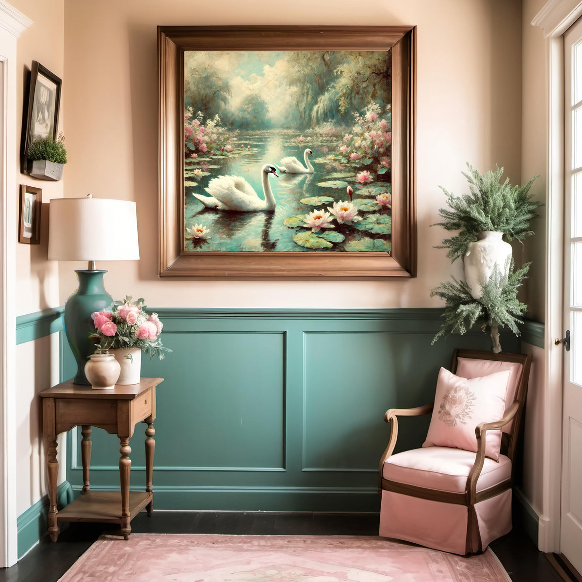 Swan Lake Vintage Art Print: Romantic Cottagecore Decor (Digital Download)