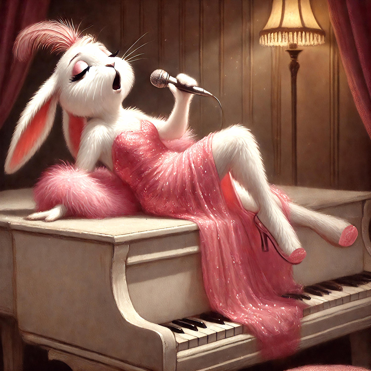 Cabaret Bunny Print: Vintage Jazz Lounge Showgirl (Digital Download)