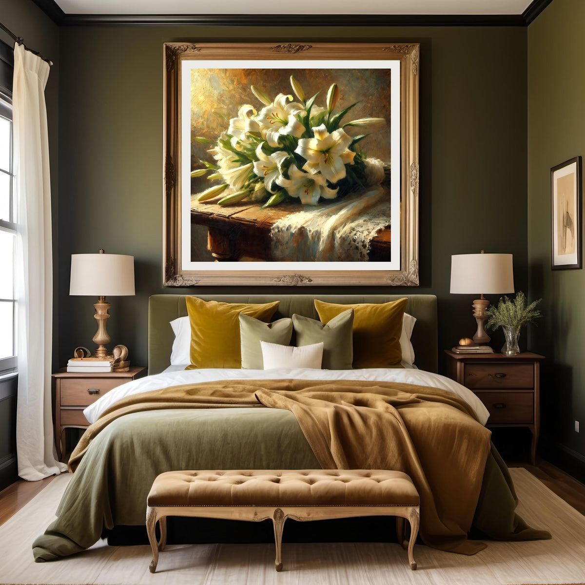 Vintage Easter Lily Still Life Art Print: Elegant Floral Bouquet (Digital Download)