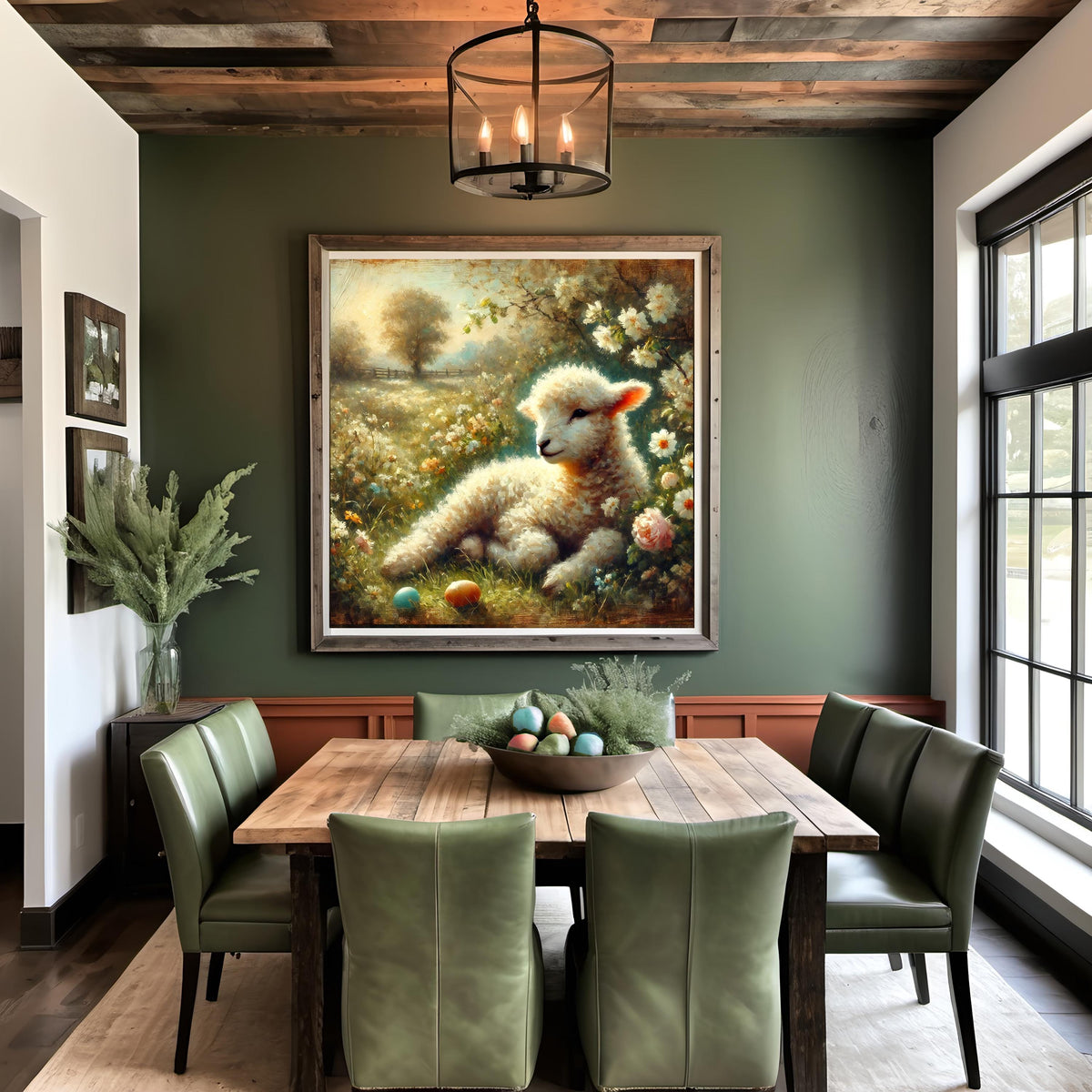 Vintage Lamb Digital Print: Easter Farmhouse Floral Wall Art (Digital Download)