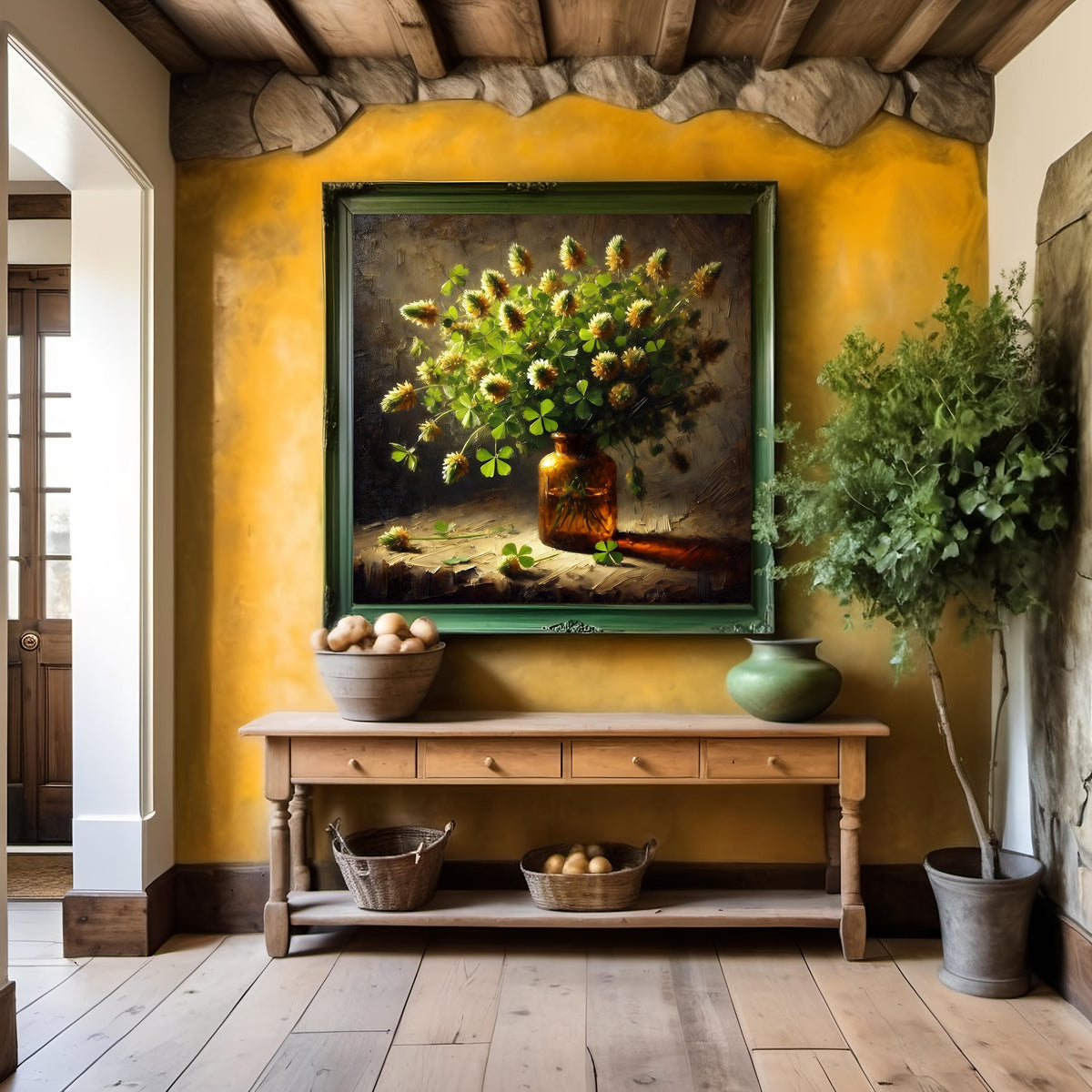 Rustic Clover Still Life Art Print: Vintage Botanical Decor (Digital Download)