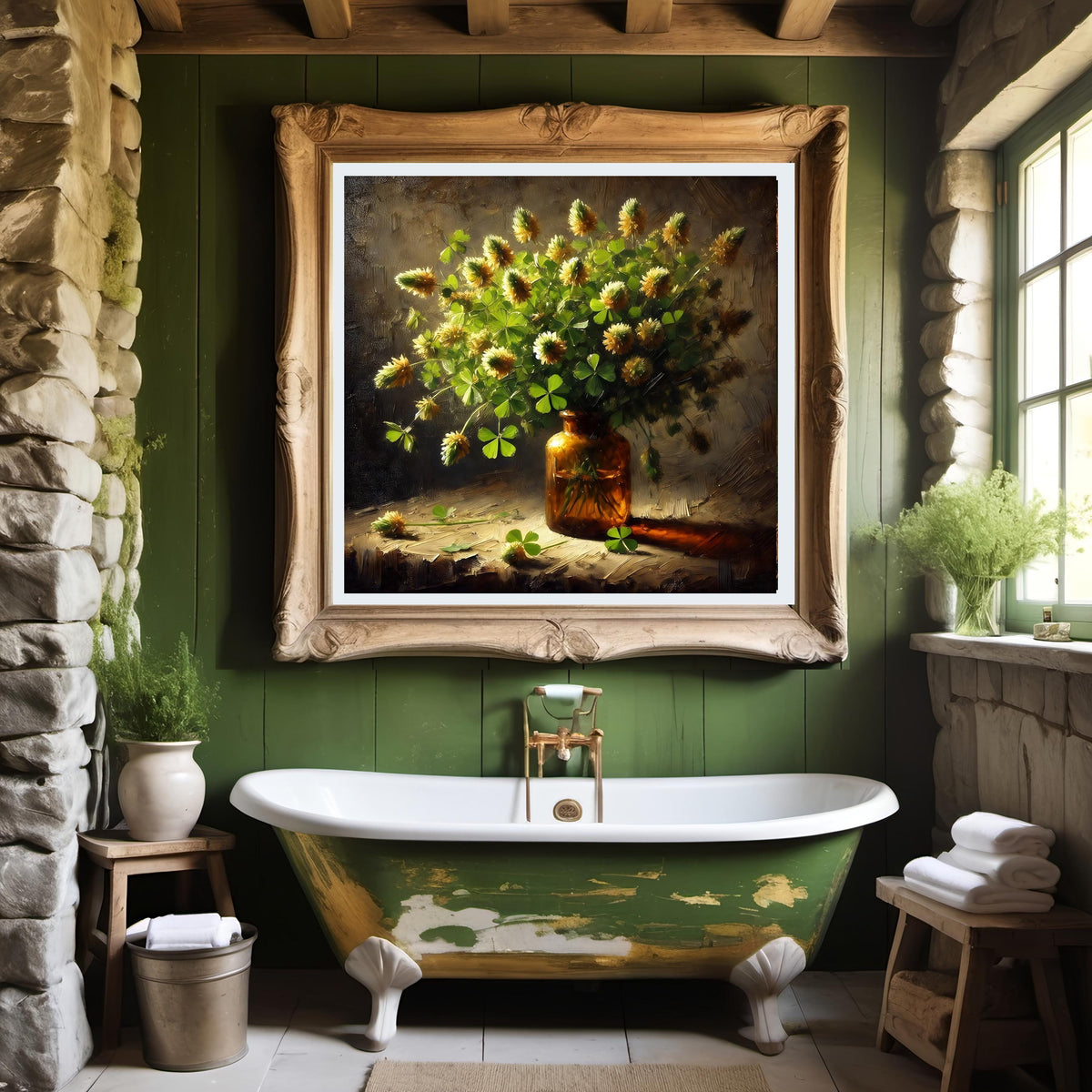 Rustic Clover Still Life Art Print: Vintage Botanical Decor (Digital Download)