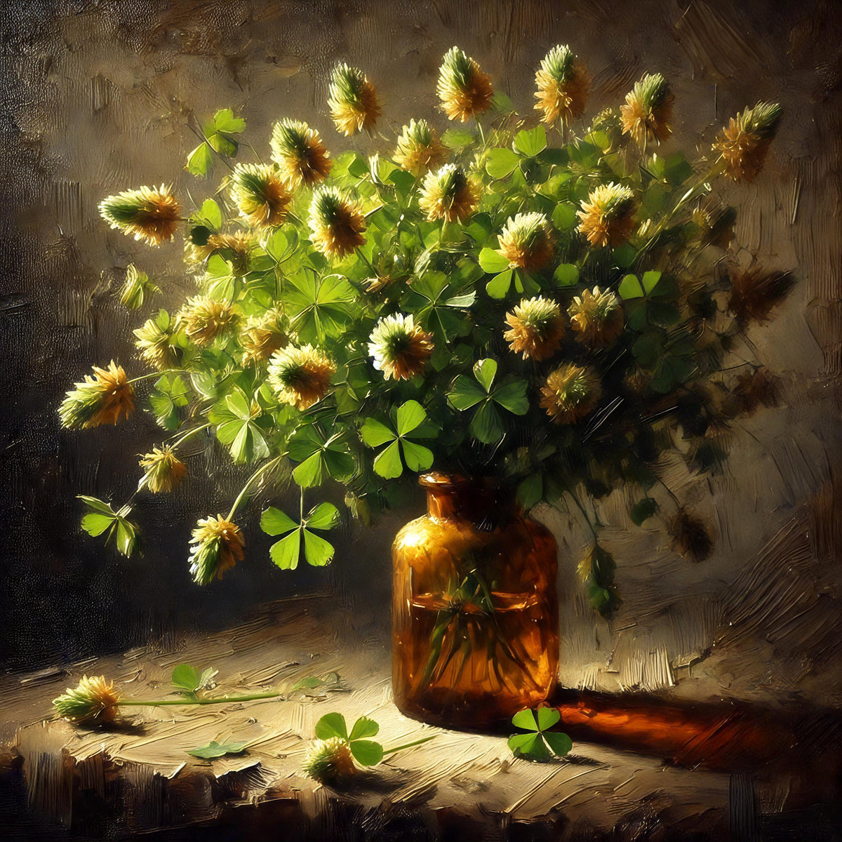 Rustic Clover Still Life Art Print: Vintage Botanical Decor (Digital Download)