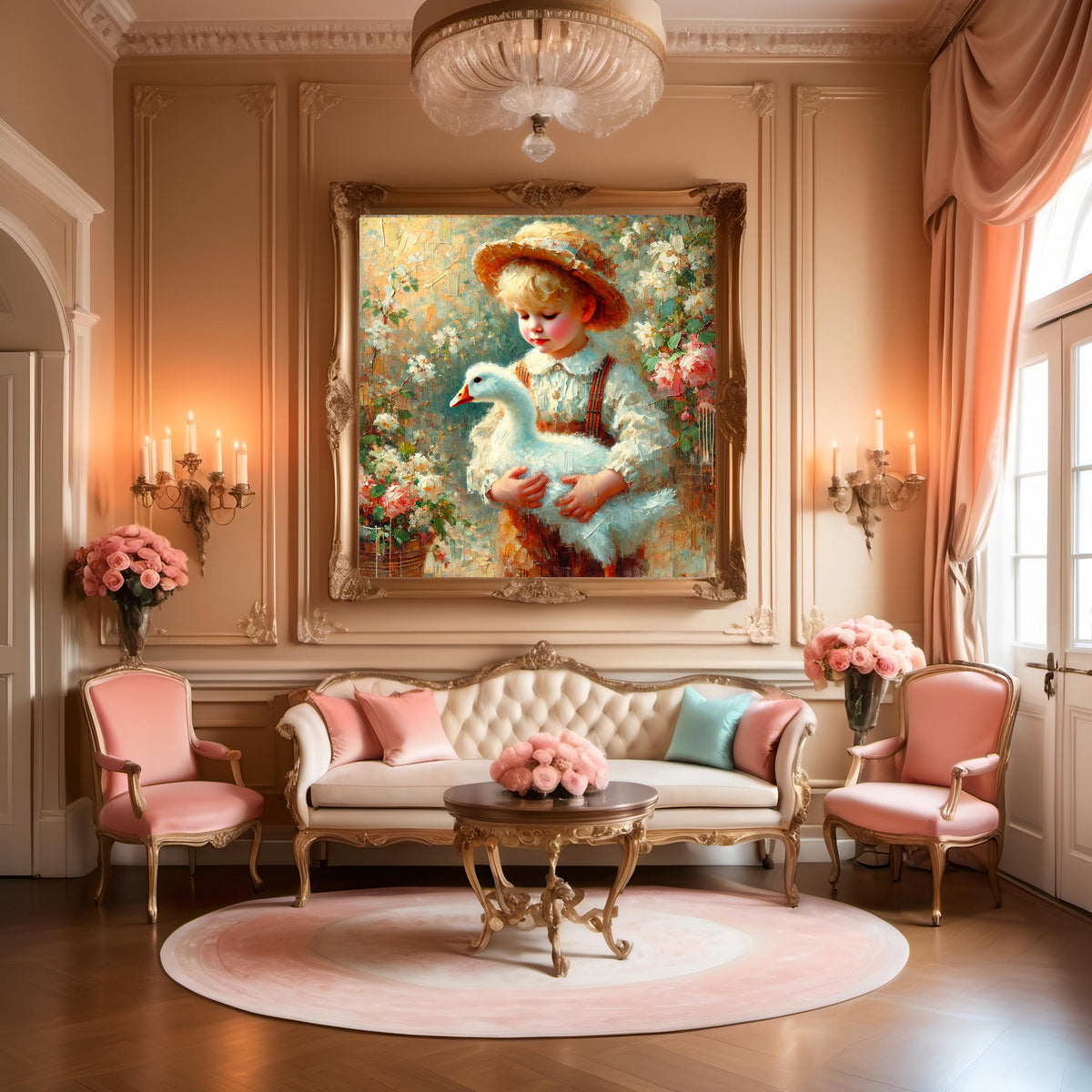 Vintage Easter Boy and Goose Print: Antique Spring Pastoral Decor (Digital Download)