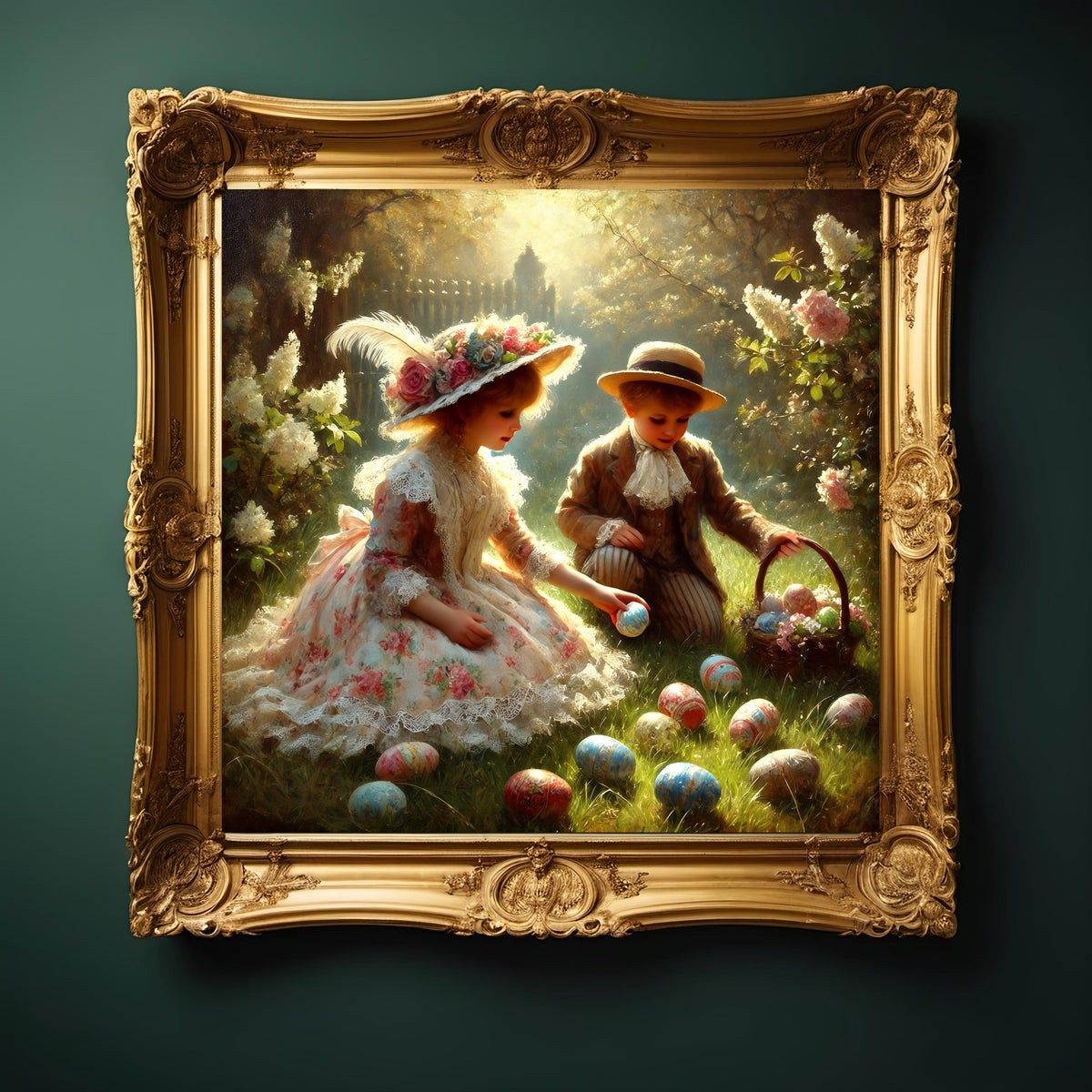 Victorian Easter Egg Hunt Print: Vintage Children's Garden Art (Digital Download) 2