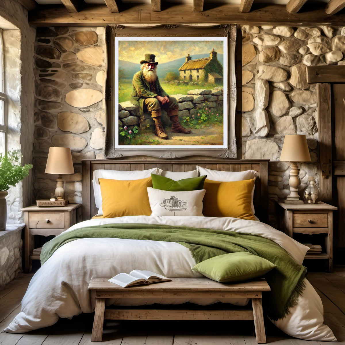 Rustic Irish Man Portrait: Vintage Countryside Farmhouse Art (Digital Download)